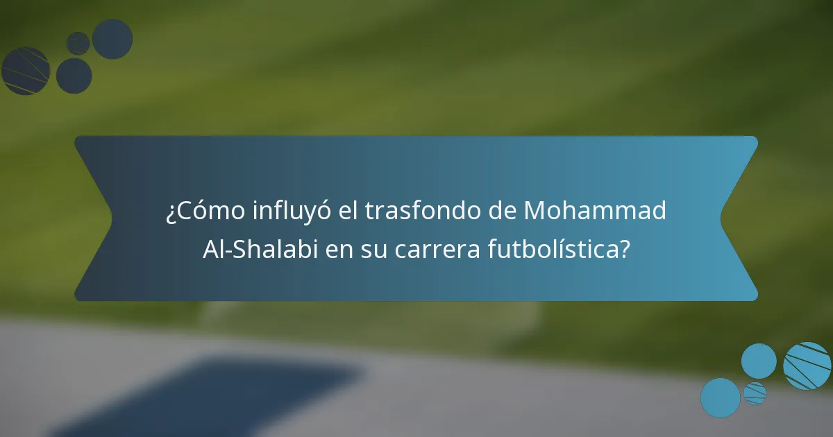 ¿Cómo influyó el trasfondo de Mohammad Al-Shalabi en su carrera futbolística?