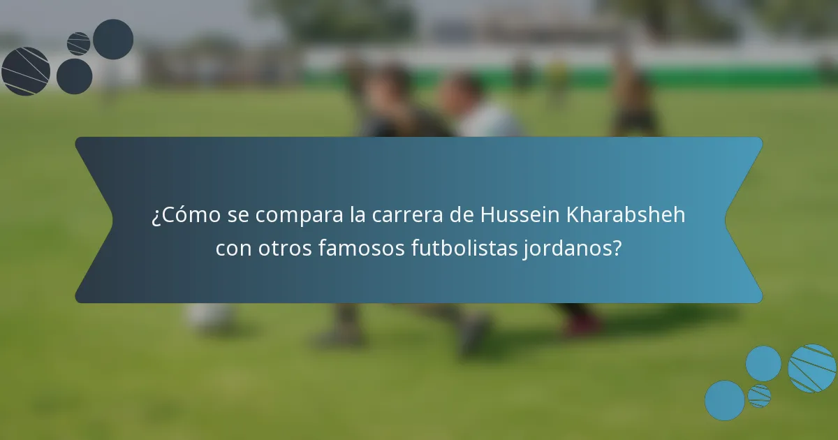 ¿Cómo se compara la carrera de Hussein Kharabsheh con otros famosos futbolistas jordanos?