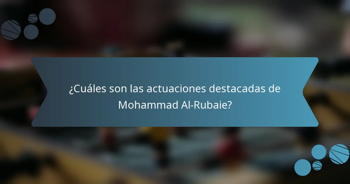 ¿Cuáles son las actuaciones destacadas de Mohammad Al-Rubaie?