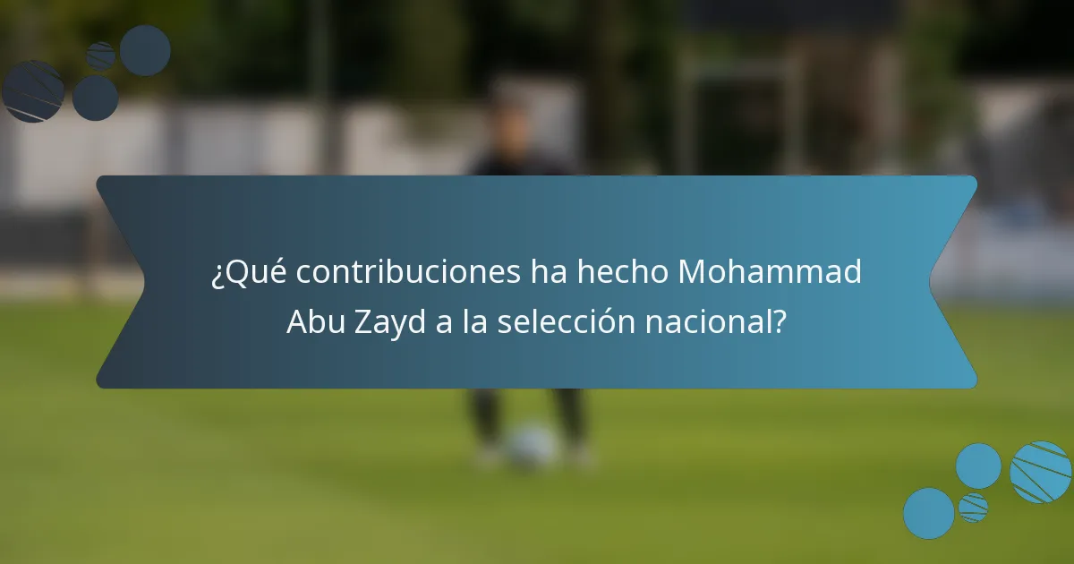 ¿Qué contribuciones ha hecho Mohammad Abu Zayd a la selección nacional?
