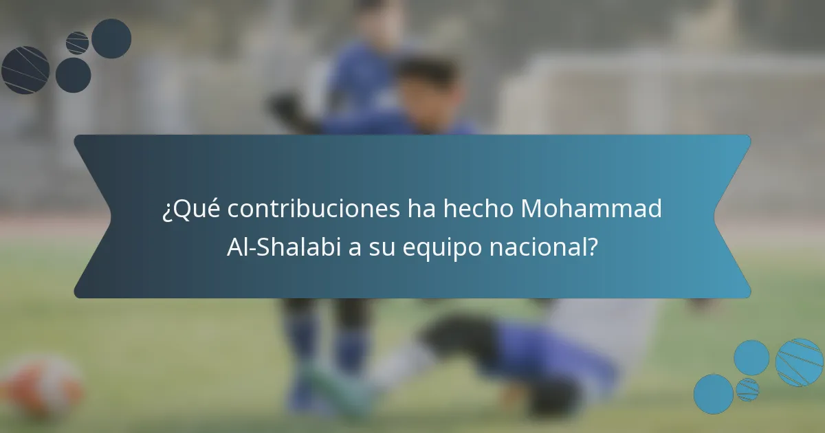 ¿Qué contribuciones ha hecho Mohammad Al-Shalabi a su equipo nacional?