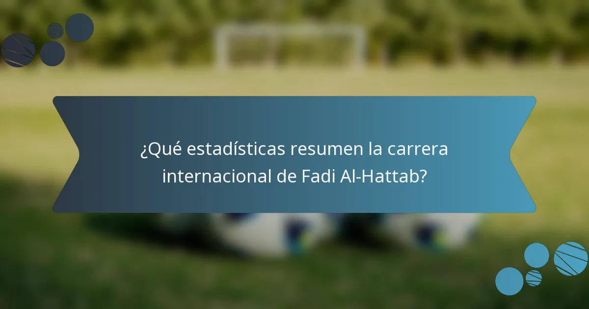 ¿Qué estadísticas resumen la carrera internacional de Fadi Al-Hattab?