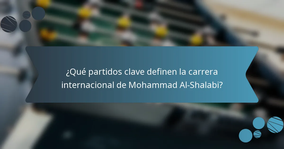 ¿Qué partidos clave definen la carrera internacional de Mohammad Al-Shalabi?