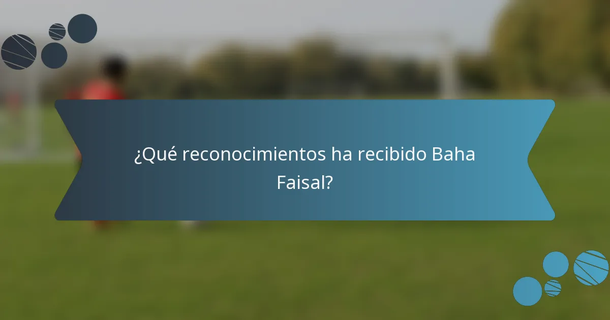 ¿Qué reconocimientos ha recibido Baha Faisal?